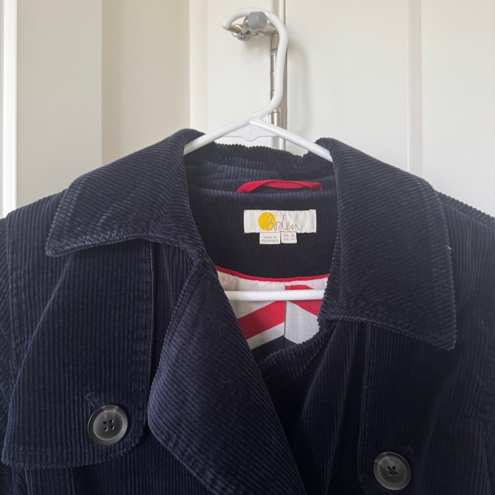 Boden Navy Corduroy Markham Trench Coat UK 8 / US 4 - Picture 6 of 13